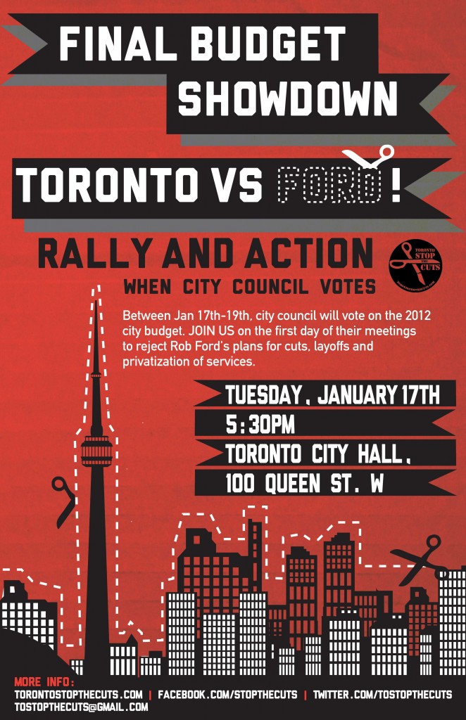 january 17th Rally and Action Stop the Cuts Poster